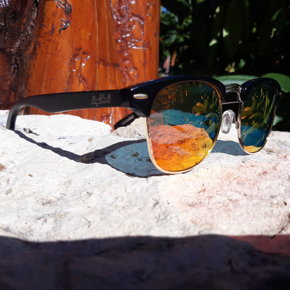 Black Bamboo Club Sunglasses, Polarized Sunset Lenses, HandCrafted - The Trendy Accessories Store