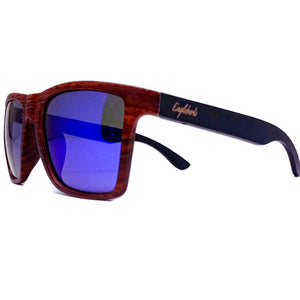 Oak Colored Frames, Bamboo Sunglasses, Blue Polarized Lenses - The Trendy Accessories Store