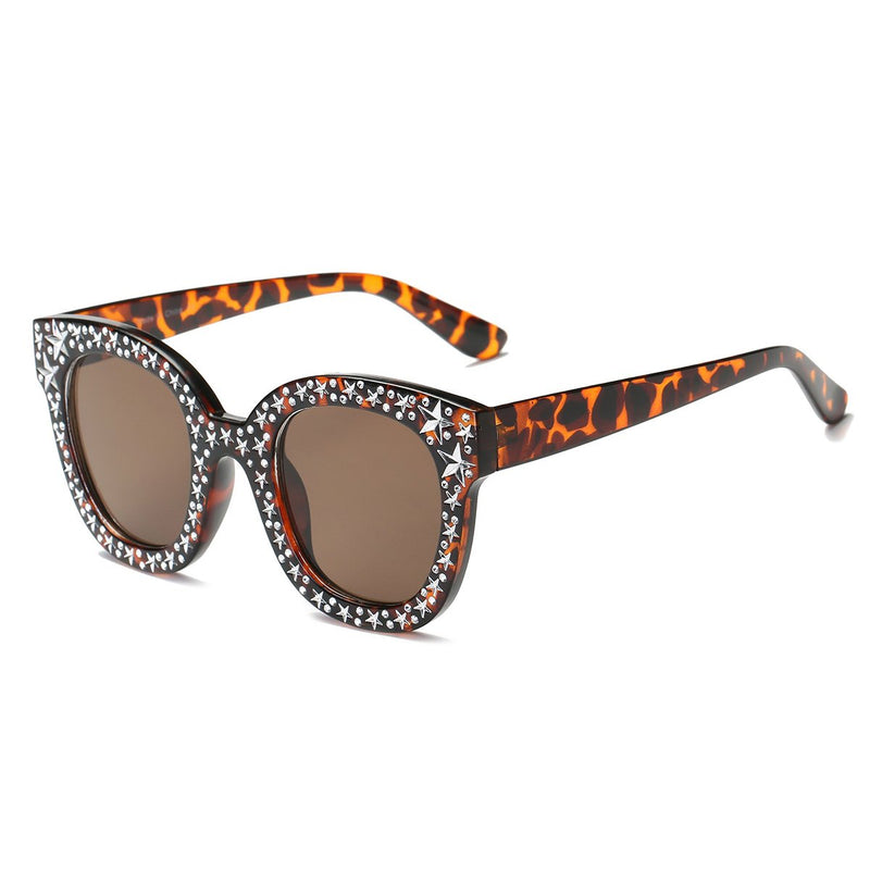 Tortoiseshell Star Rhinestone Sunglasses - The Trendy Accessories Store