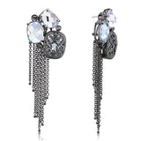 Cobalt Black Brass Earrings with AAA Grade CZ in Clear