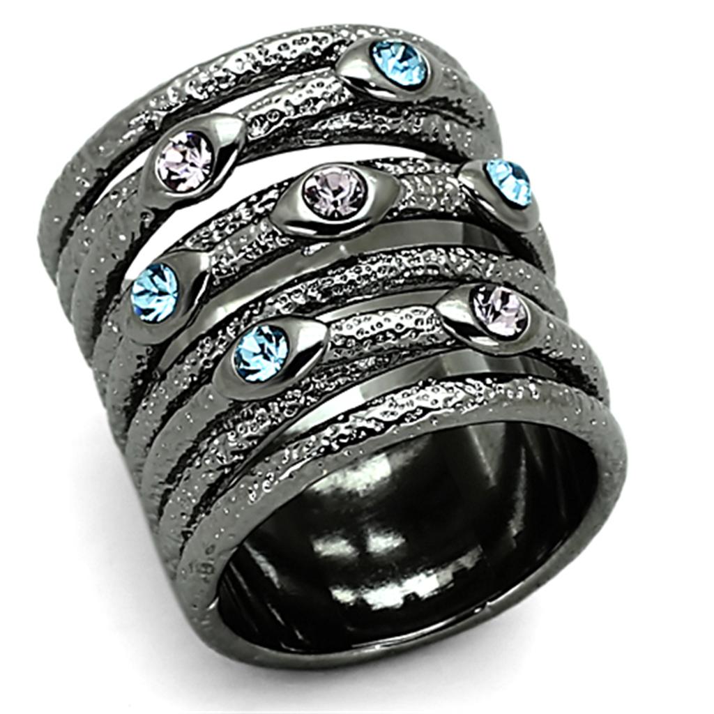 LOA883 Ruthenium Brass Ring with Top Grade Crystal - The Trendy Accessories Store