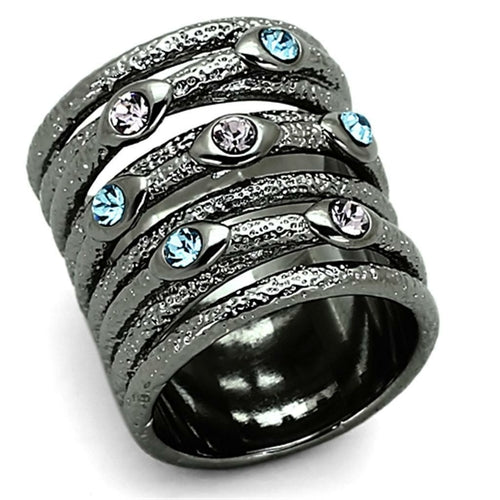 LOA883 Ruthenium Brass Ring with Top Grade Crystal - The Trendy Accessories Store