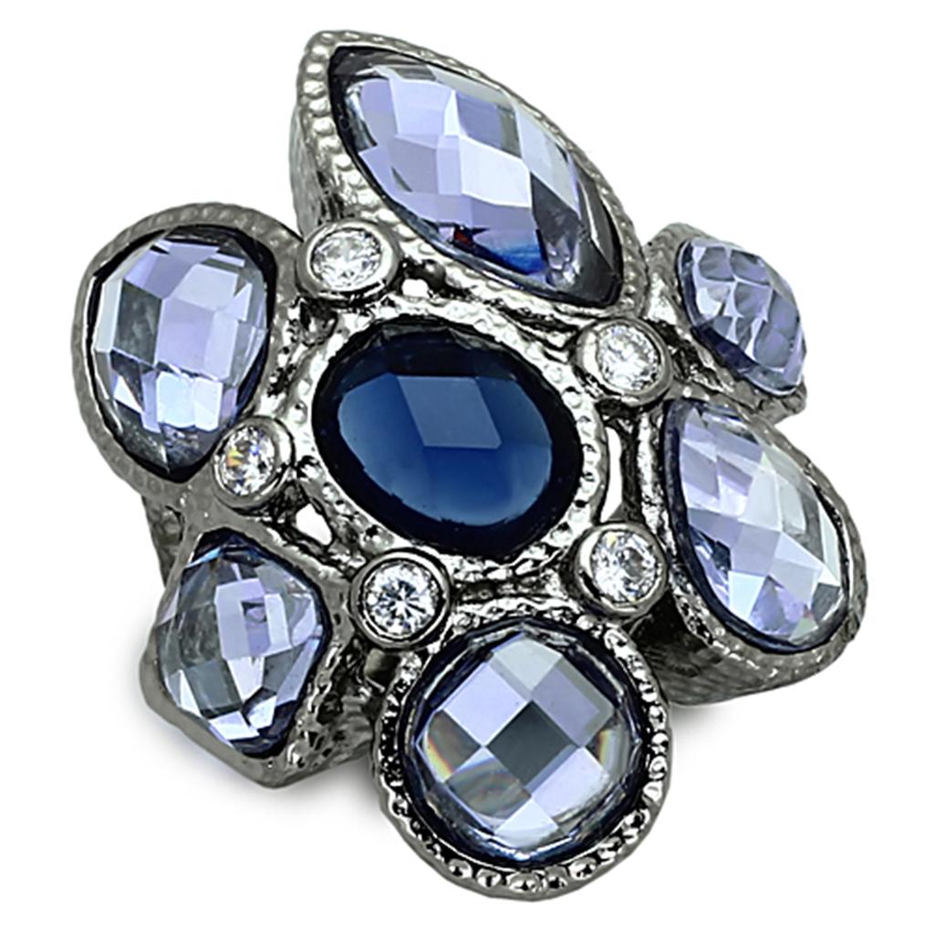 LOA906 Ruthenium Brass Ring with Synthetic - The Trendy Accessories Store