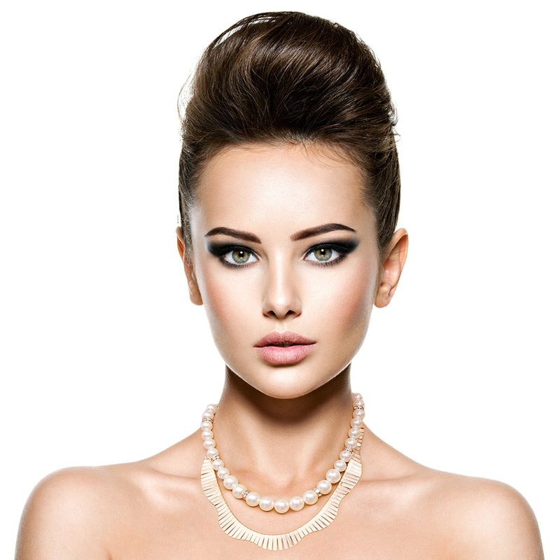 Fanned Gold and Pearl Necklace Set - The Trendy Accessories Store