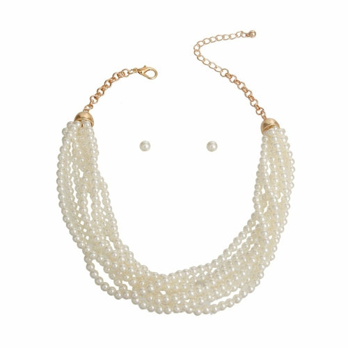 Cream Pearl Twist Necklace - The Trendy Accessories Store