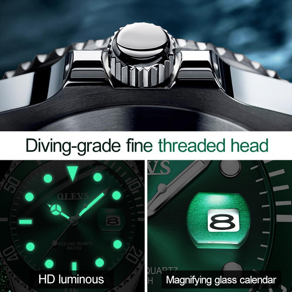 Mens Watches Top Brand Luxury Fashion Waterproof Luminous Hand Green - The Trendy Accessories Store