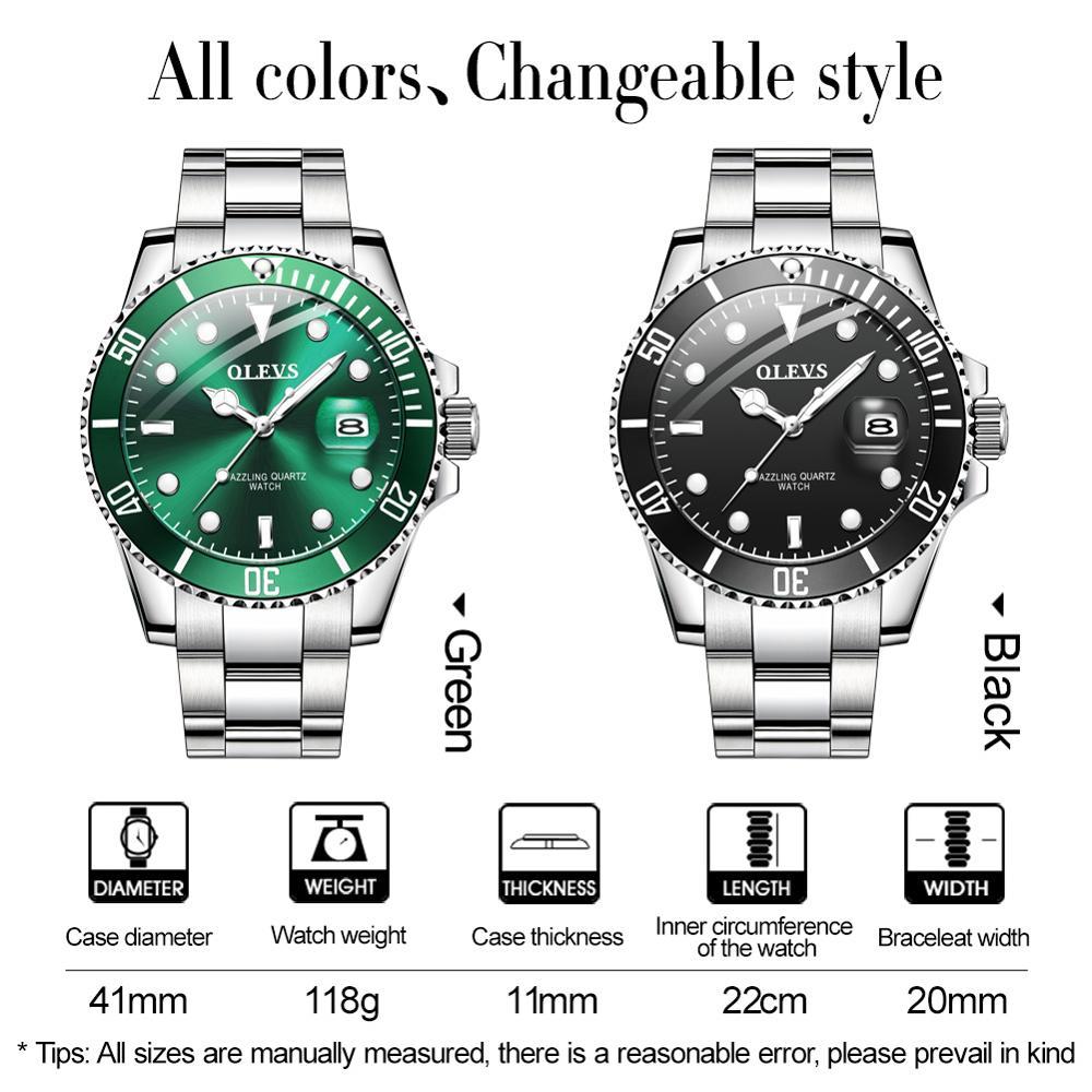Mens Watches Top Brand Luxury Fashion Waterproof Luminous Hand Green - The Trendy Accessories Store