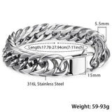 10mm 15mm Gold Black 316L Stainless Steel Bracelet for Men Double Curb - The Trendy Accessories Store