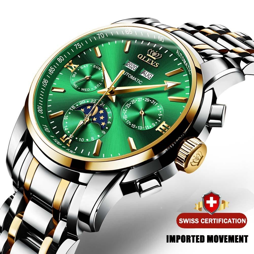 Automatic Green Luxury Stainless Steel Olves Watch - The Trendy Accessories Store