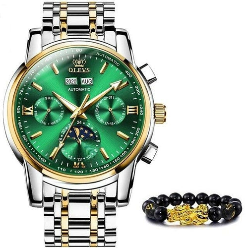 Automatic Green Luxury Stainless Steel Olves Watch - The Trendy Accessories Store