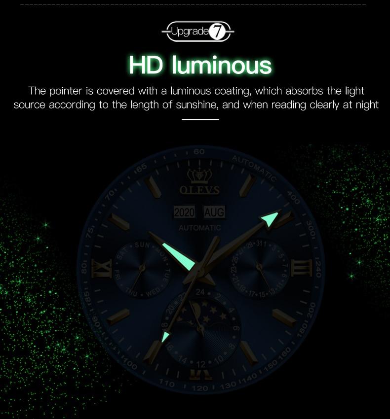 Automatic Green Luxury Stainless Steel Olves Watch - The Trendy Accessories Store