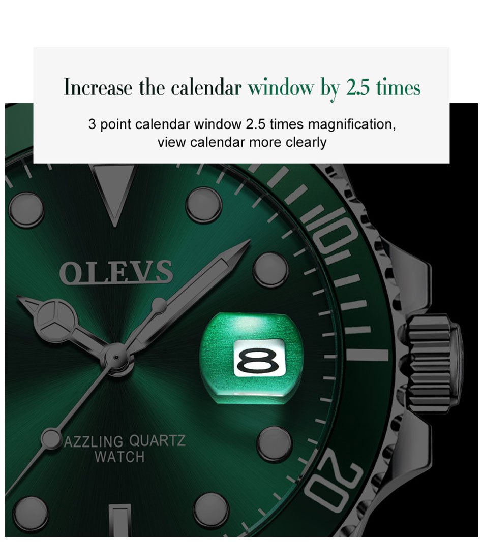 Mens Watches Top Brand Luxury Fashion Waterproof Luminous Hand Green - The Trendy Accessories Store