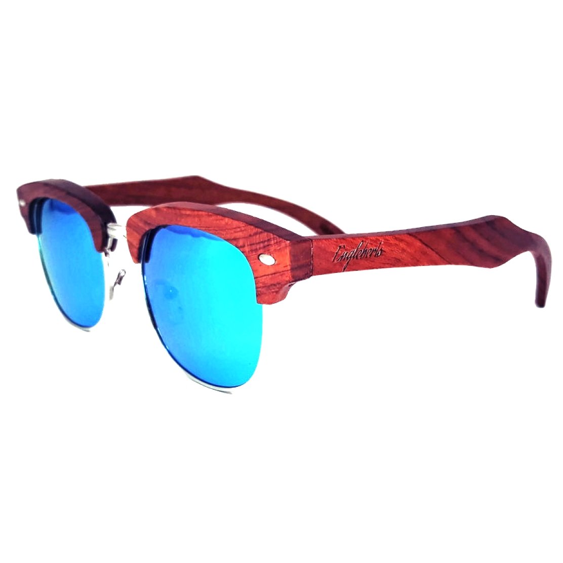 Real Sandalwood Sunglasses, Ice Blue Polarized Lenses - The Trendy Accessories Store