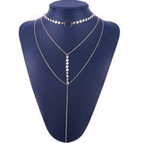 Three Layer Lariat Choker Necklace - The Trendy Accessories Store
