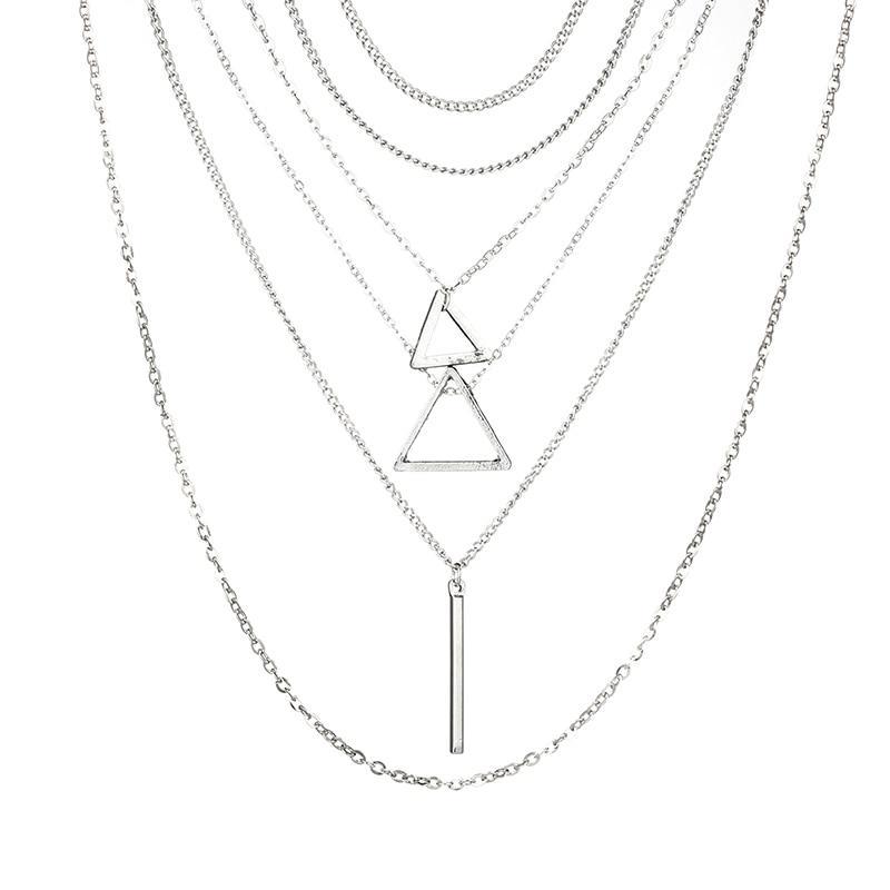 Double Triangle Multilayer Necklace - The Trendy Accessories Store