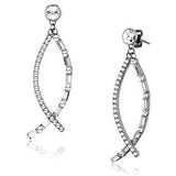 Trendy Classic Stainless Steel Earrings with Clear Crystal