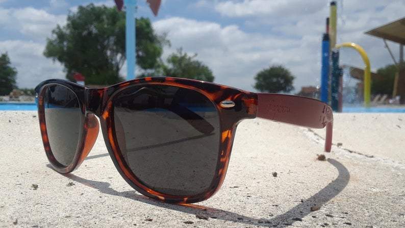 Red Bamboo Tortoise Framed Sunglasses, Polarized, Engraved - The Trendy Accessories Store