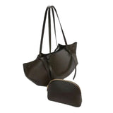 Women’s Luxury Top Handle Tote Bag – Solid Color Shoulder Handbag with Matching Small Wallet