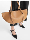 Women’s Luxury Top Handle Tote Bag – Solid Color Shoulder Handbag with Matching Small Wallet
