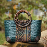 Tropical Chic: Thailand Rattan Woven Straw Handbag for Leisure Vacations
