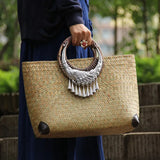 Handcrafted Rattan Straw Bag: Perfect Companion for Casual Beach Getaways