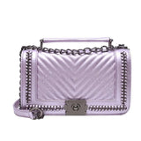 Luxury Women’s Small Square Crossbody Bag – Designer Lock & Chain Shoulder Purse, High-Quality Fashion Handbag