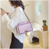 Luxury Women’s Small Square Crossbody Bag – Designer Lock & Chain Shoulder Purse, High-Quality Fashion Handbag