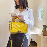 Luxury Women’s Small Square Crossbody Bag – Designer Lock & Chain Shoulder Purse, High-Quality Fashion Handbag