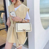 Luxury Women’s Small Square Crossbody Bag – Designer Lock & Chain Shoulder Purse, High-Quality Fashion Handbag