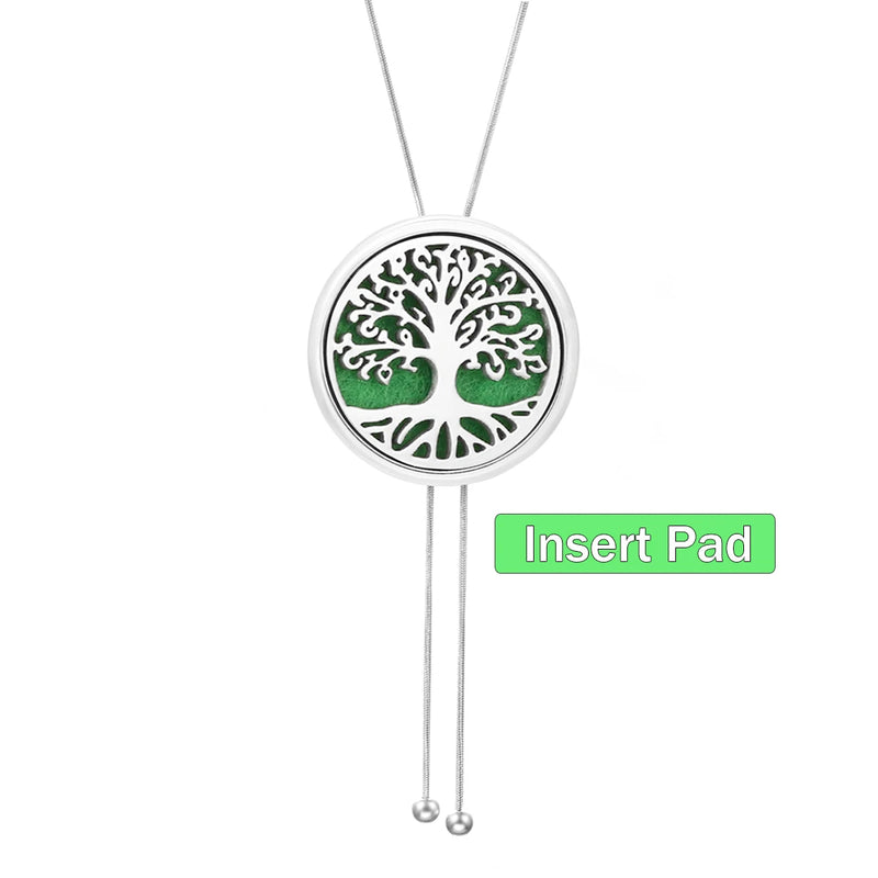 Tree of Life Aromatherapy Diffuser Necklace – 28mm Perfume Locket with Adjustable Tassel Chain