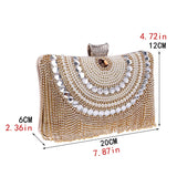 Elegant Beaded Metal Bag with Chain Shoulder Strap - Perfect for Luxury Weeding