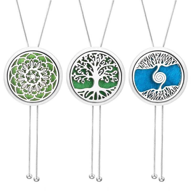 Tree of Life Aromatherapy Diffuser Necklace – 28mm Perfume Locket with Adjustable Tassel Chain