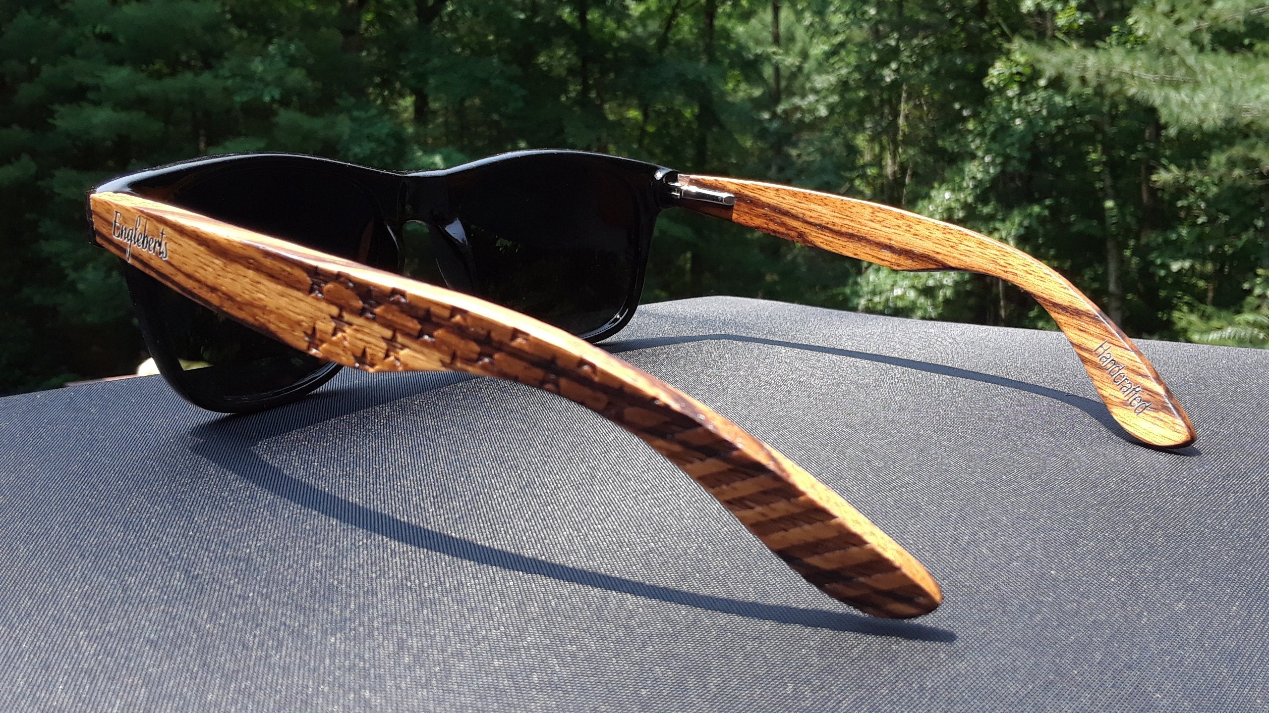 Zebrawood Sunglasses, Stars and Bars With Wooden Case, Polarized, - The Trendy Accessories Store