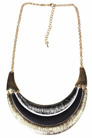 Crescent Moon Three Tier Necklace - The Trendy Accessories Store