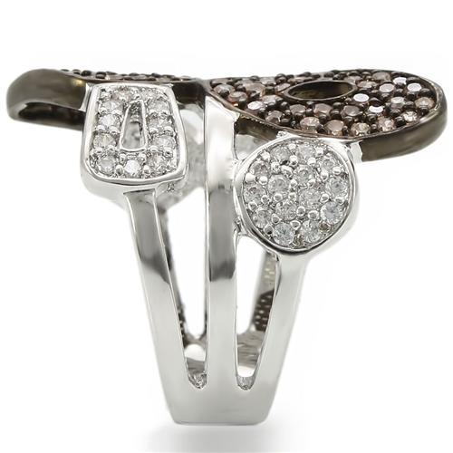 0W295 Rhodium + Ruthenium Brass Ring with AAA - The Trendy Accessories Store
