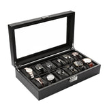 12 Slot Luxury Carbon Fiber Watch Box Black - The Trendy Accessories Store