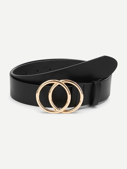 Gold Plated Double Circle Buckle Belt - The Trendy Accessories Store
