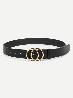 Gold Plated Double Circle Buckle Belt - The Trendy Accessories Store