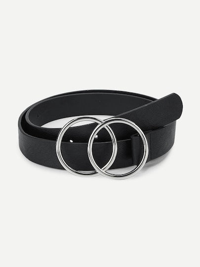 Chrome Plated Double Ring Buckle Belt - The Trendy Accessories Store