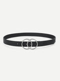 Chrome Plated Double Ring Buckle Belt - The Trendy Accessories Store