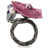 LOA600 - Antique Tone Brass Ring with Assorted  in Multi Color
