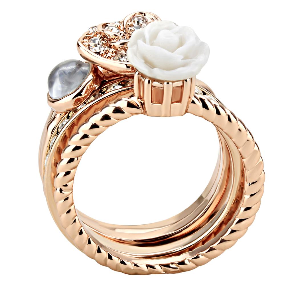 3W1490 Rose Gold Brass Ring with Synthetic in - The Trendy Accessories Store
