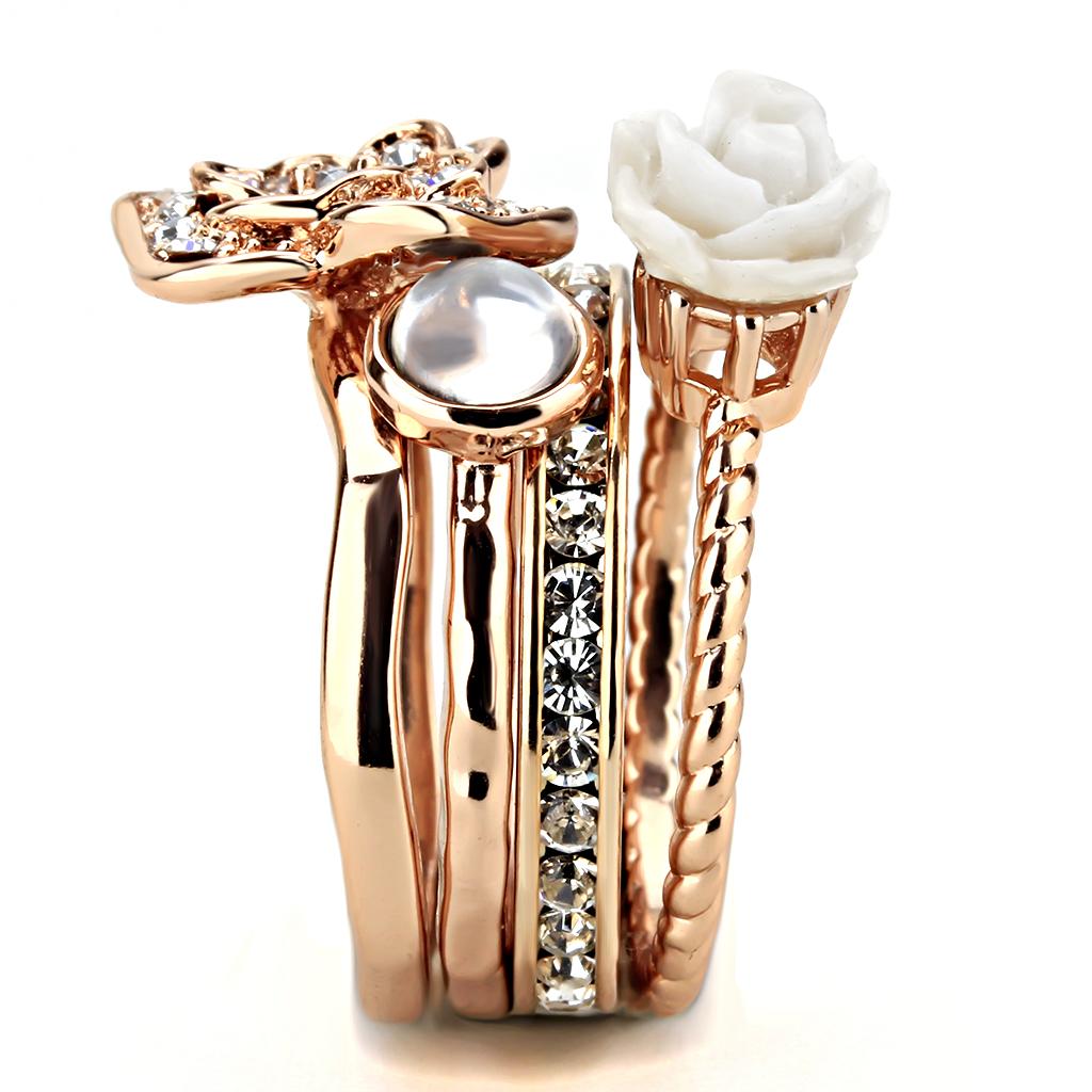 3W1490 Rose Gold Brass Ring with Synthetic in - The Trendy Accessories Store