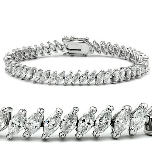 47106 Rhodium Brass Bracelet with AAA Grade CZ - The Trendy Accessories Store