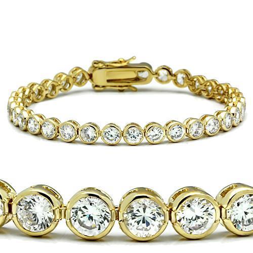 47202 Gold Brass Bracelet with AAA Grade CZ - The Trendy Accessories Store