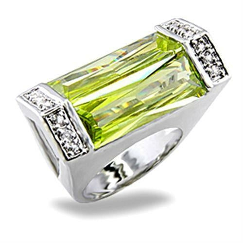 5X006 Rhodium Brass Ring with Synthetic in Peridot - The Trendy Accessories Store