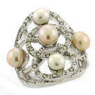 6X087 Rhodium Brass Ring with Semi-Precious - The Trendy Accessories Store