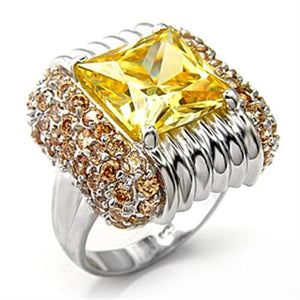 Yellow Stone Rhodium 925 Sterling Silver Ring - The Trendy Accessories Store