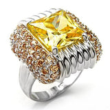 Yellow Stone Rhodium 925 Sterling Silver Ring
