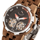 High End Men's Dual Wheel Automatic Walnut Wood Watch